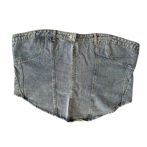 PrettyLittleThing Medium Wash Jean Waistband Detail Denim Corset Top Size 20 US - Picture 3 of 9
